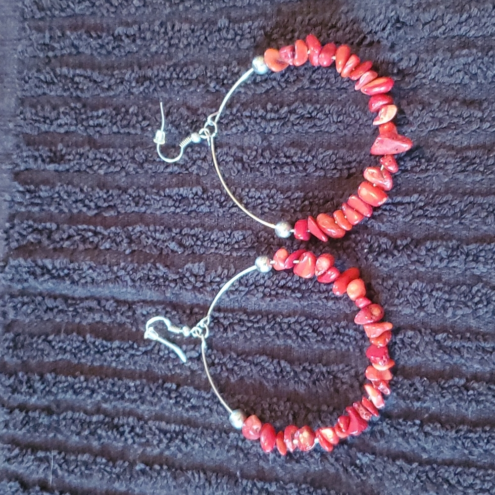 Red Stone-look earrings